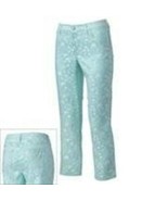 Womens Pants Crop JLO Jennifer Lopez Blue Jacquard Slim $50 NEW-sz 0 - $18.81