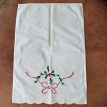 Vintage 1978 Holiday Christmas Embroidery Kitchen Towel 20x13 Inch - £12.57 GBP