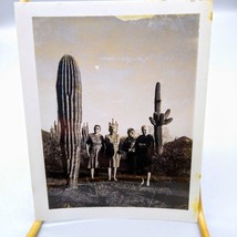 Vintage Phoenix Desert Vacation Photo 1960s Women Standing with Saguaro Cactus - £20.06 GBP