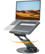 Telescopic 360 Rotating Laptop Stand for Desk Adjustable Height Swivel P... - £62.31 GBP