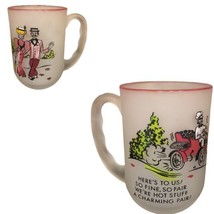 Vtg Frosted Mug Hand Painted Novelty Mug Cup Victorian Couple “Charming ... - $17.81