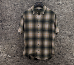 TRAIL Shirt Mens M Brown Mason Flannel Plaid Button Up Long Sleeve - $10.99