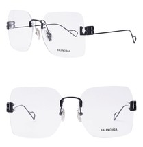 BALENCIAGA LOGO 0113 Black Metal Retro Eyeglass 60mm GG0113O Optical Frame 001 - £277.70 GBP