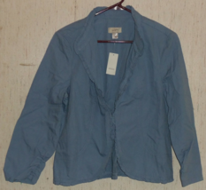 Nwt Womens Ann Taylor Loft Ruffly Blue Blouse / Lightweight Jacket Size M - £18.43 GBP