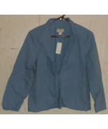 NWT WOMENS ANN TAYLOR LOFT RUFFLY BLUE BLOUSE / LIGHTWEIGHT JACKET   SIZE M - €20,26 EUR
