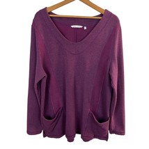 Soft Surrounding Tunic Sweater Women 1X Burgundy Pockets Long Sleeve Kni... - £27.52 GBP