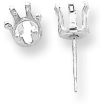 Sterling Silver 6 Prong Round Snap In Earrings 6mm Pack of 4 Backs not Included - £13.34 GBP
