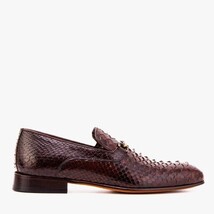 The Viper Brown Snake Skin Leather Bit Loafer Men Shoe image 7