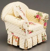 Arm Chair Pink Rose 1.743/4 Reutter Upholstered Dollhouse Miniature - $39.85