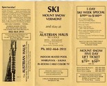 Ski Mount Snow Vermont Brochure Austrian Haus Ski Lodge 1980 - £12.42 GBP