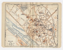 1930 Original Vintage City Map Of Moulins / Allier / France - £16.87 GBP