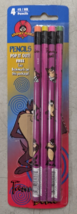 Looney Tunes Tasmanian Devil 4 No 2 Pencils Purple Vintage Unused 1997 - $19.79