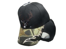 Deer Buck Head Antlers Hunter Camo Top Black Bill Embroidered Cap CAP902E Hat - £7.90 GBP