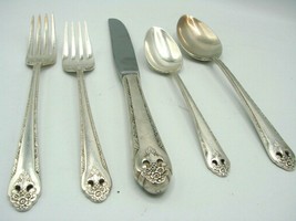 Holmes &amp; Edwards Inlaid Lovely Lady Silver Plate Flatware 5-Piece Setting Forks  - £27.40 GBP