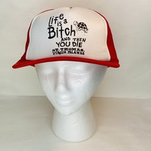 Life’s A Bitch Trucker Snapback Hat Funny Vintage St Thomas Red Meshback Turtle - £23.68 GBP