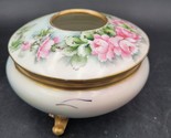 Antique c.1900&#39;s GDA Limoges France Rose Floral Porcelain Hair Receiver ... - $29.69