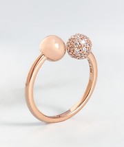2019 Autumn Release Rose Gold  Polished &amp; Pavé Bead Open Ring  - £14.13 GBP