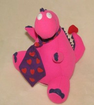 Russ Berrie &amp; Co Stuffed Plush Neon Hot Pink Purple Dinosaur Heart Tie V... - £47.30 GBP