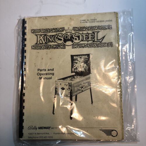 Original Kings Of Steel Bally Pinball Machine Parts and Operating Manual... - $23.33