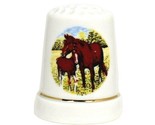 Horses in Field Porcelain Souvenir Thimble Collectible Home Decor - $8.29