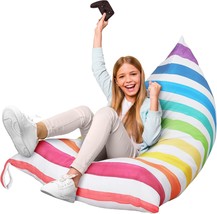 Stuffed Animal Storage Bean Bag Chair Cover Organizer Extra Large, Rainb... - $32.99