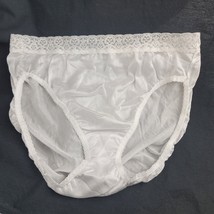 Vintage Shiny Nylon White Granny Panties Lace Trim Sz 8 XL Sissy Fruit o... - $19.79