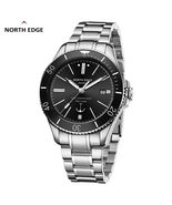 North Edge Watch Black 42mm Sapphire Automatic Luxury Mechanical Diver M... - £99.23 GBP