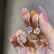925 Silver Plated CZ Diamond Drop Dangle Earrings for Women - £8.69 GBP