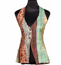 Free Shipping in US - Quilted Pure Silk Kantha Reversible Vest from Jaipur - £39.56 GBP