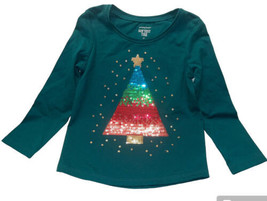 Jumping Beans Toddler Girl Sequin Tree Christmas Green Long Sleeve Shirt 2T NWT - £11.07 GBP