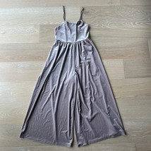 Urban Outfitters Emmabella Grey Velvet Straight Neck Jumpsuit Small - $33.85