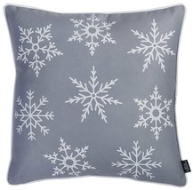 18&quot; Silver Gray Holiday Snow Flakes Throw Pillow Cover - £30.49 GBP