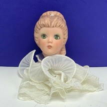 Porcelain doll head bust lace victorian dress antique mcm betty ornament... - $19.69