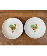 Pair of Colorful Crowing Rooster Saucers Vintage Ceramic Transfer Rooste... - £11.35 GBP