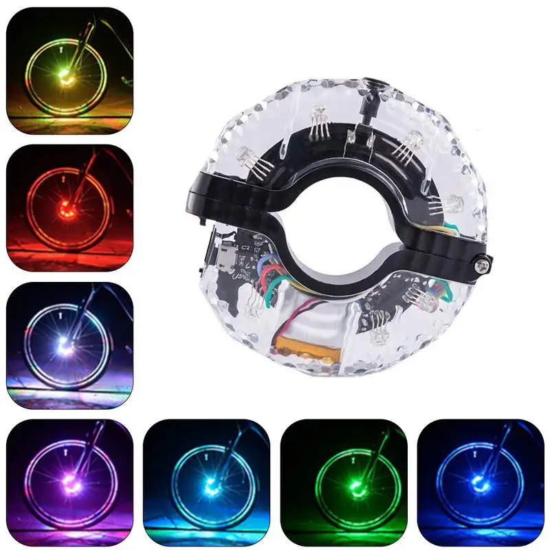 LED Rechargeable Bike Wheel Hub Lights Waterproof USB RGB Colorful Bicycle Spoke - £9.12 GBP+