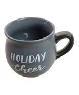 Coffee Tea Mug Cup Holiday Cheer Gift Stoneware Clay Gray 4&quot; tall 3.5&quot; wide - £10.58 GBP