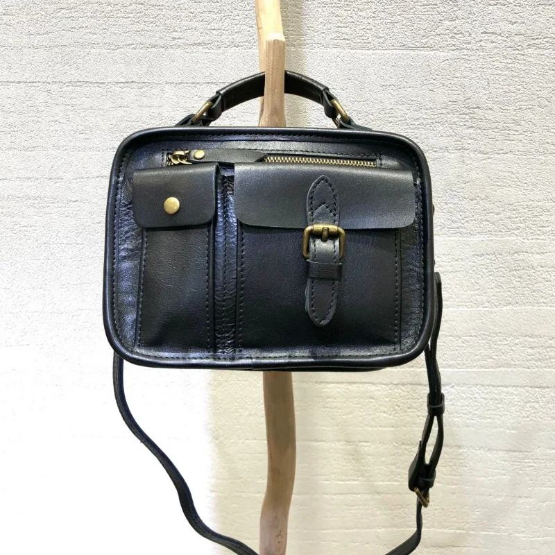 Natural Vegetable Tanned Leather Messenger Bag Vintage Crossbody Bags Fo... - $216.16