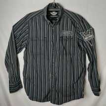 Harley Davidson Men M Motorcycle Strip Long Sleeve Button Down Shirt  - $48.51