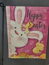 Happy Easter ~ Bunny Looking Around Corner Garden Flag ~ 12&quot; x 18&quot; ~ NEW! - £6.83 GBP