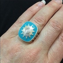 Sterling Silver Turquoise Resin Statement Ring Sz 9 - $46.73