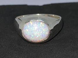 Natural fire opal men ring in 925 sterling silver - £191.83 GBP