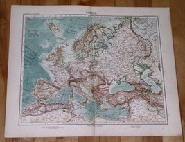 1908 Original Antique Map Of Europe Russia Germany Poland Italy Turkey Hungary - £15.19 GBP