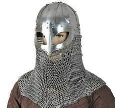 Historical Medieval Viking Helmet Battle Armor+18G Steel with Chain mail X-MAS - £80.54 GBP