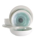 Elama Potters Wheel 12 Piece Lightweight Melamine Dinnerware Set in Ligh... - $104.44 CAD