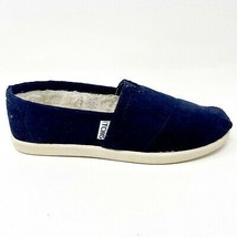 Toms Classics Navy Corduroy Fur Youth Slip On Casual Canvas Flat Shoes - £23.94 GBP