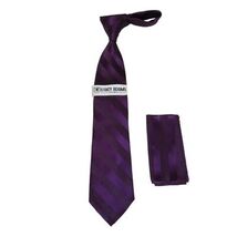 Men's Stacy Adams Tie and Hankie Set Fancy Woven Silky Satin #SAT100 Purple image 2