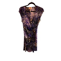 Laundry by Design Womens 6 True Wrap Dress Animal Print Cap Sleeve Purpl... - $563.13 MXN