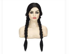 MORTICIA Long Straight Middle Parting Pre-Braided Heat Resistant Hallowe... - $16.63