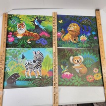 8x10 Vtg 1970s K Chin Litho Art Print Set 4 Jungle Animal Lion Tiger Zebra Koala - £32.68 GBP