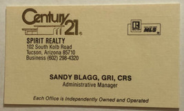 Vintage Century 21 Spirit Realty Business Card Ephemera Tucson Arizona BC10 - $3.95
